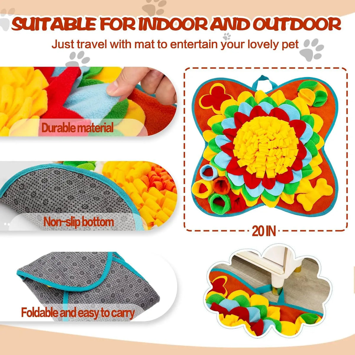 Sunflower snuffle mat features for indoor and outdoor use