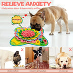 French bulldog searching a snuffle mat