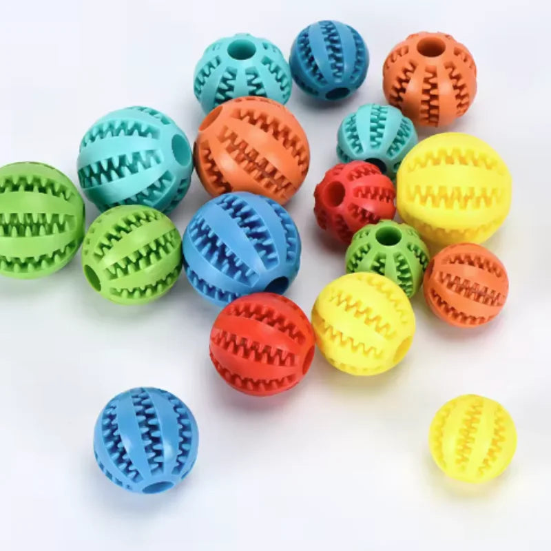 Rubber treat balls in many colors
