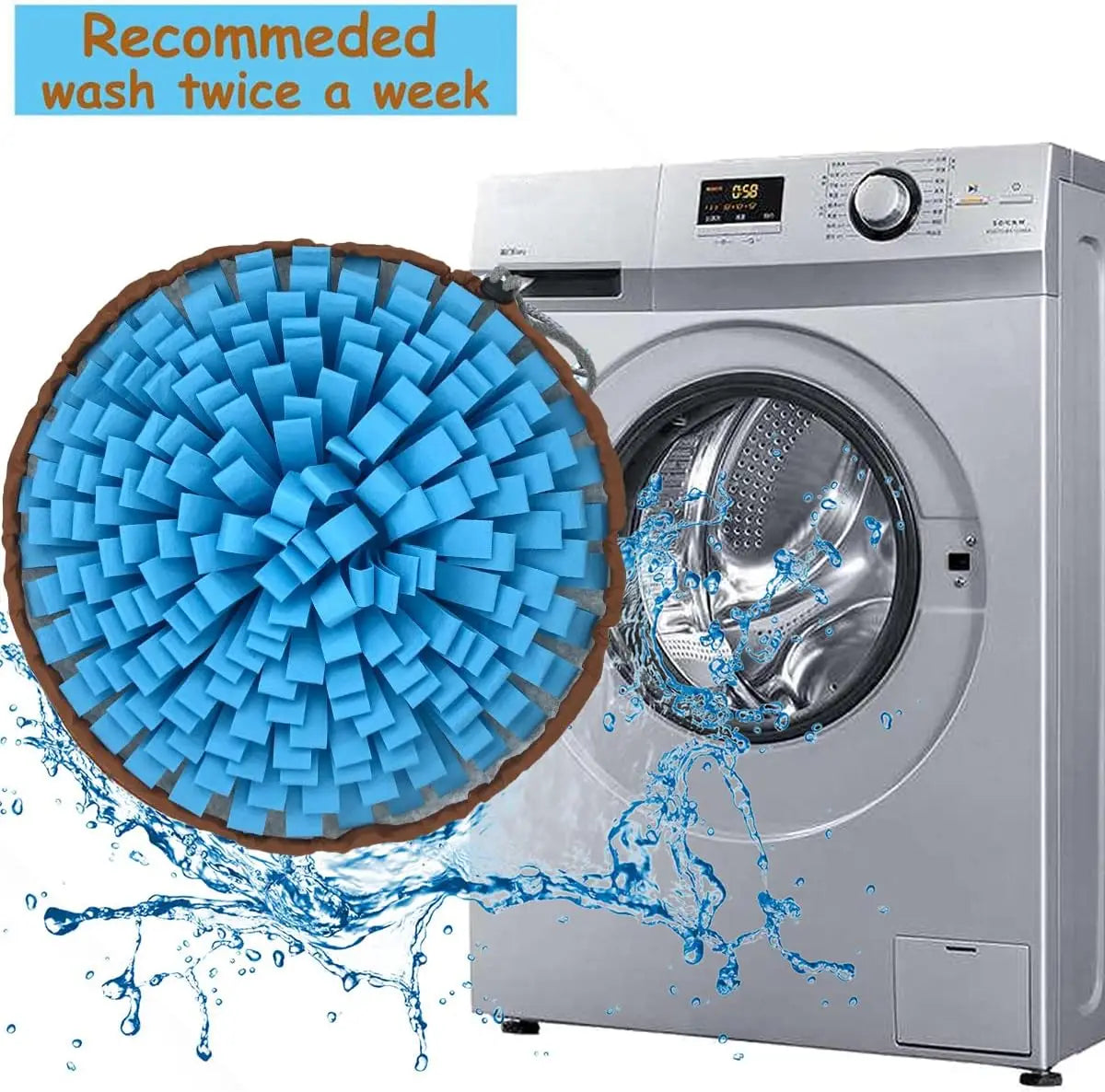 Snuffle mat next to a washing machine