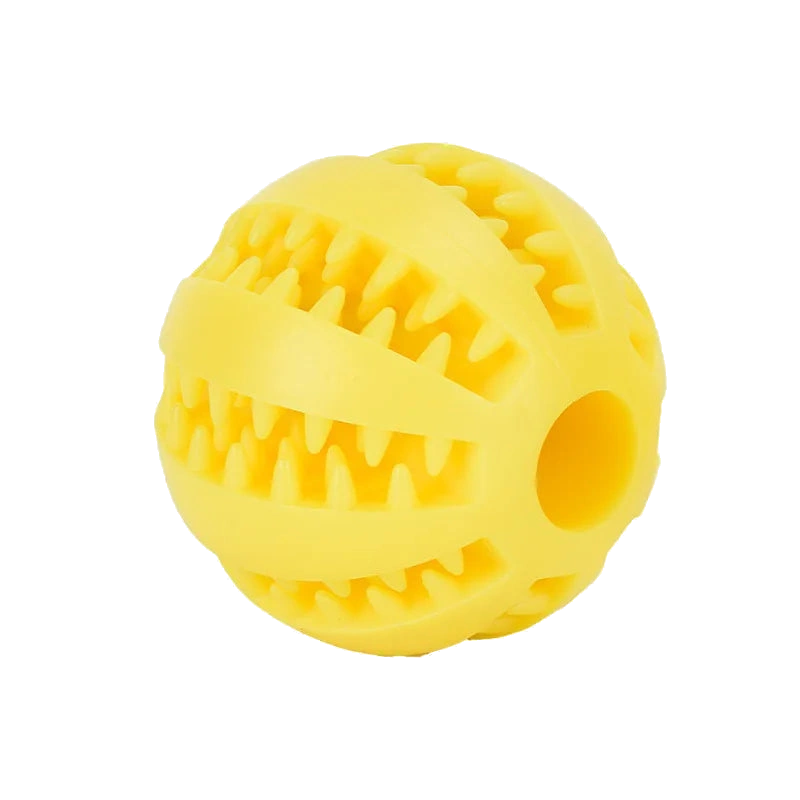 Yellow rubber treat ball